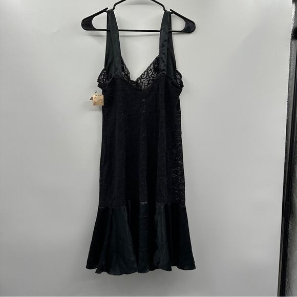 Vintage Evan‎ Picone Black Lace Sleeveless Intimate Lingerie Slip Dress Size L - Picture 4 of 10